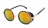 Steampunk Sunglasses Women Round Glasses Goggles Men Side Visor Circle Lens Unisex Vintage Retro Style Punk Oculos De Sol M027