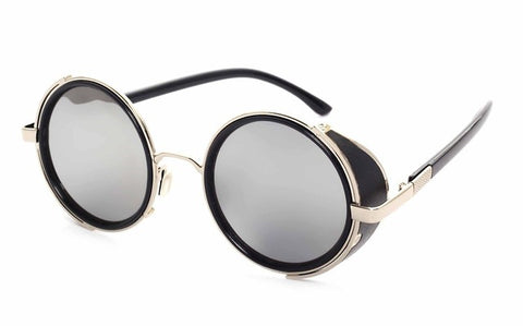 Steampunk Sunglasses Women Round Glasses Goggles Men Side Visor Circle Lens Unisex Vintage Retro Style Punk Oculos De Sol M027