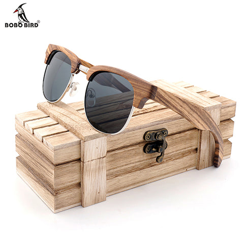 BOBO BIRD Brand Zebra-stripe Design Luxury Sunglasses Women Original Wood Handmade Sun Glasses Man Fashion Vintage Style