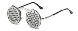 SHAUNA Fashion Men Round Punk Sunglasses Unique Women Steampunk Sunglasses Springs legs Flip Party Glasses