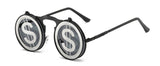 SHAUNA Fashion Men Round Punk Sunglasses Unique Women Steampunk Sunglasses Springs legs Flip Party Glasses