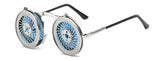 SHAUNA Fashion Men Round Punk Sunglasses Unique Women Steampunk Sunglasses Springs legs Flip Party Glasses