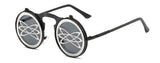 SHAUNA Fashion Men Round Punk Sunglasses Unique Women Steampunk Sunglasses Springs legs Flip Party Glasses