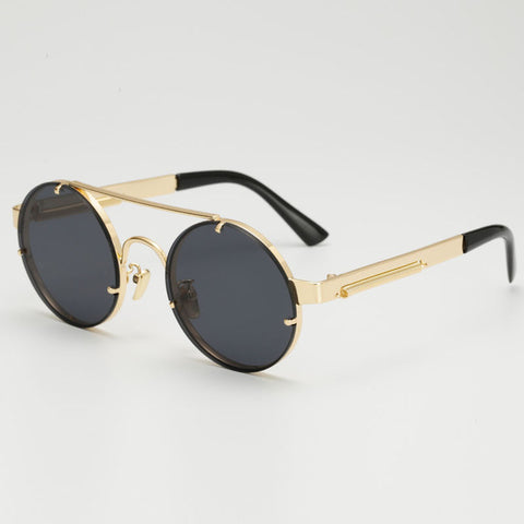 AFOFOO Vintage Steampunk Sunglasses Fashion Round Women Sunglasses Brand Designer Metal Frame Men Sun glasses Shades UV400