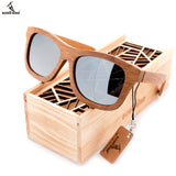 BOBO BIRD 100% Natural Bamboo Wooden Sunglasses Handmade Polarized Mirror Coating Lenses Eyewear With Gift Box