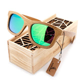 BOBO BIRD 100% Natural Bamboo Wooden Sunglasses Handmade Polarized Mirror Coating Lenses Eyewear With Gift Box