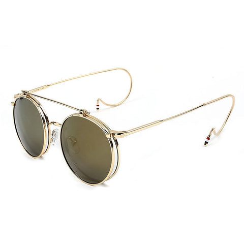 Vintage Steampunk Sunglasses Men Round Designer steam punk Metal women Flip Coating Sunglasses Men Retro Circle Hook Sun Glasses