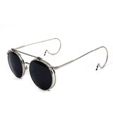 Vintage Steampunk Sunglasses Men Round Designer steam punk Metal women Flip Coating Sunglasses Men Retro Circle Hook Sun Glasses