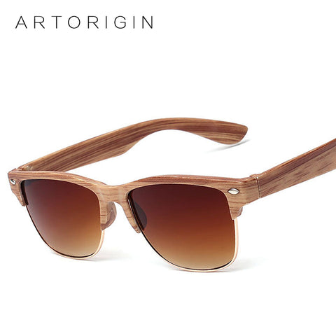 ARTORIGIN Half Frame Wood Sunglasses Women Men Wooden Glasses Rivet Brand Designer Eyewear Oculos De Sol Dropshipping  AT014