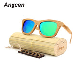 Angcen 2017 New fashion Products Men Women Glass Bamboo Sunglasses au Retro Vintage Wood Lens Wooden Frame Handmade ZA03