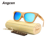 Angcen 2017 New fashion Products Men Women Glass Bamboo Sunglasses au Retro Vintage Wood Lens Wooden Frame Handmade ZA03