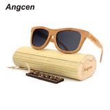 Angcen 2017 New fashion Products Men Women Glass Bamboo Sunglasses au Retro Vintage Wood Lens Wooden Frame Handmade ZA03