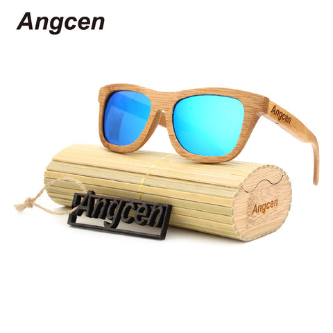 Angcen 2017 New fashion Products Men Women Glass Bamboo Sunglasses au Retro Vintage Wood Lens Wooden Frame Handmade ZA03