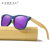EZREAL Wood Sunglasses Men Women Square Bamboo Women For Polarized Mirror Sun Glasses Oculos de sol Masculino Handmade With case
