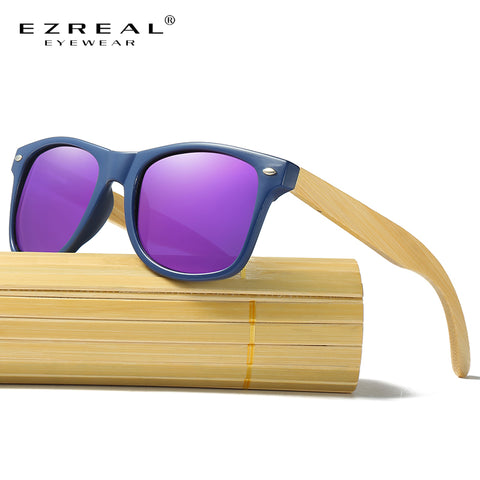 EZREAL Wood Sunglasses Men Women Square Bamboo Women For Polarized Mirror Sun Glasses Oculos de sol Masculino Handmade With case