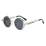 YOJBO Steampunk Sunglasses Mirror Coating Women Mens Summer Alloy Ladies Sun Glasses Round Eyewear Brand Designer Glasses