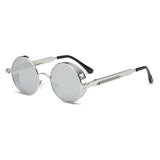 YOJBO Steampunk Sunglasses Mirror Coating Women Mens Summer Alloy Ladies Sun Glasses Round Eyewear Brand Designer Glasses