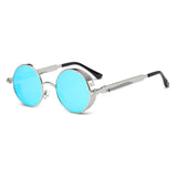 YOJBO Steampunk Sunglasses Mirror Coating Women Mens Summer Alloy Ladies Sun Glasses Round Eyewear Brand Designer Glasses