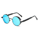 YOJBO Steampunk Sunglasses Mirror Coating Women Mens Summer Alloy Ladies Sun Glasses Round Eyewear Brand Designer Glasses