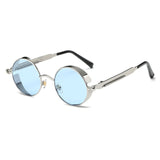 YOJBO Steampunk Sunglasses Mirror Coating Women Mens Summer Alloy Ladies Sun Glasses Round Eyewear Brand Designer Glasses