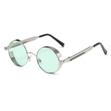 YOJBO Steampunk Sunglasses Mirror Coating Women Mens Summer Alloy Ladies Sun Glasses Round Eyewear Brand Designer Glasses