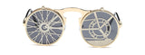 SHAUNA Fashion Men Round Punk Sunglasses Unique Women Steampunk Sunglasses Springs legs Flip Party Glasses