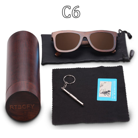 RTBOFY Wood Sunglasses for Men & Women Polarized Lenses Glasses Bamboo Frame Eyeglasse Vintage Design Shades UV400 Protection