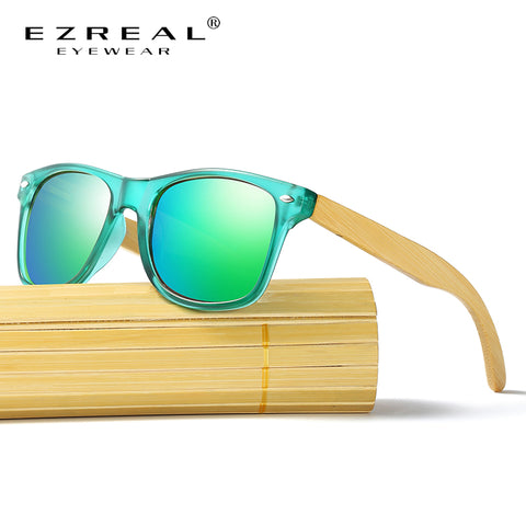 EZREAL Polarized Wood Sunglasses Men Bamboo Leg Sunglass Women Brand Design Sport Goggles Gold Mirror Sun Glasses