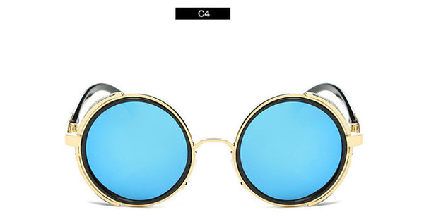 Sweet CITRUS Round Steampunk Sunglasses Men Women Brand Designer Sun glasses For Male UV400 Oculos de sol feminino Metal shades