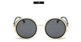 Sweet CITRUS Round Steampunk Sunglasses Men Women Brand Designer Sun glasses For Male UV400 Oculos de sol feminino Metal shades
