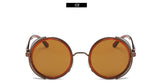 Sweet CITRUS Round Steampunk Sunglasses Men Women Brand Designer Sun glasses For Male UV400 Oculos de sol feminino Metal shades