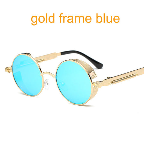 Gothic Steampunk Round Metal Sunglasses for Men Women Mirrored Circle Sun glasses Brand Designer Retro Vintage Oculos UV400