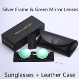 R.BCOLLECTION Steampunk Round Sunglasses Men Women Anti-UV Polarized Metal Frame Retro Sun Glasses Mirror gafas de sol 801