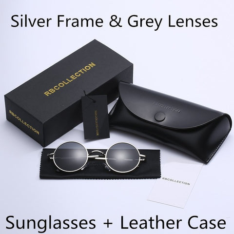 R.BCOLLECTION Steampunk Round Sunglasses Men Women Anti-UV Polarized Metal Frame Retro Sun Glasses Mirror gafas de sol 801