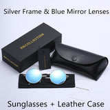 R.BCOLLECTION Steampunk Round Sunglasses Men Women Anti-UV Polarized Metal Frame Retro Sun Glasses Mirror gafas de sol 801