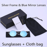 R.BCOLLECTION Steampunk Round Sunglasses Men Women Anti-UV Polarized Metal Frame Retro Sun Glasses Mirror gafas de sol 801
