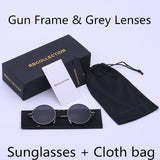 R.BCOLLECTION Steampunk Round Sunglasses Men Women Anti-UV Polarized Metal Frame Retro Sun Glasses Mirror gafas de sol 801