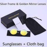 R.BCOLLECTION Steampunk Round Sunglasses Men Women Anti-UV Polarized Metal Frame Retro Sun Glasses Mirror gafas de sol 801