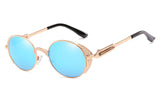 Gothic Steampunk Sunglasses Women Men Vintage Retro Oval Metal Sun Glasses UV400 Steam Punk Goggles Mirrored Oculos 1281T