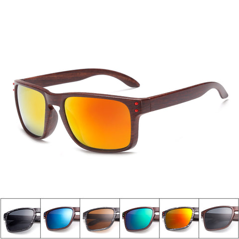 Mens Wood Grain Sunglasses Men Vintage Eyewear Rivets Coating Glasses Black Brown Frames Male Female Square Sun Glasses