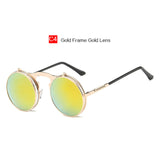 YOOSKE Vintage Steampunk Sunglasses Women Round Metal Frames Steam punk Sun Glasses Men Brand Designer Retro Eyewear UV400