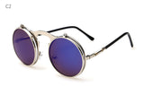 Hot Round Steampunk Sunglasses Men Retro Small Flip Up Glasses for Women Double Lens Brand Spectacles Oculos uv400