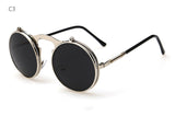 Hot Round Steampunk Sunglasses Men Retro Small Flip Up Glasses for Women Double Lens Brand Spectacles Oculos uv400