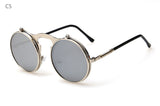 Hot Round Steampunk Sunglasses Men Retro Small Flip Up Glasses for Women Double Lens Brand Spectacles Oculos uv400