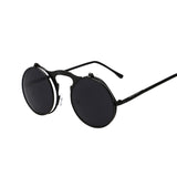 Hot Round Steampunk Sunglasses Men Retro Small Flip Up Glasses for Women Double Lens Brand Spectacles Oculos uv400