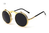 Hot Round Steampunk Sunglasses Men Retro Small Flip Up Glasses for Women Double Lens Brand Spectacles Oculos uv400