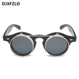 DJXFZLO Fashion Retro Steampunk Sunglasses Women Round Glasses Brand Designer Vintage Steam Punk Sun Glasses oculos gafas de sol