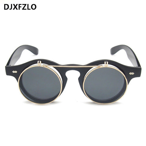 DJXFZLO Fashion Retro Steampunk Sunglasses Women Round Glasses Brand Designer Vintage Steam Punk Sun Glasses oculos gafas de sol