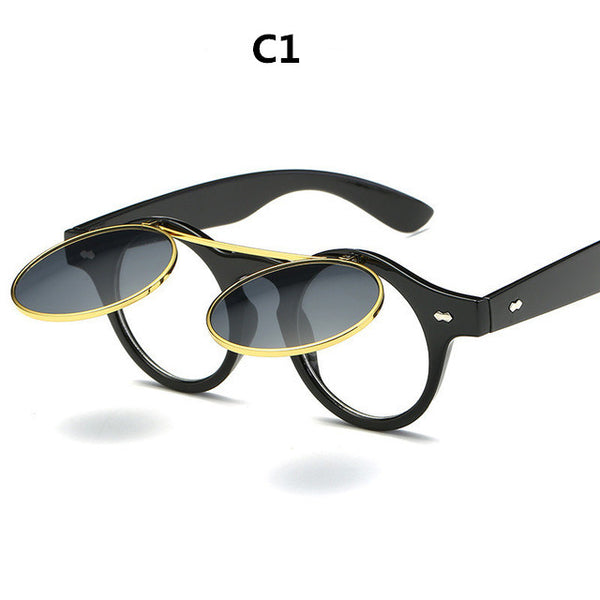 DJXFZLO Fashion Retro Steampunk Sunglasses Women Round Glasses Brand Designer Vintage Steam Punk Sun Glasses oculos gafas de sol