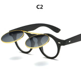 DJXFZLO Fashion Retro Steampunk Sunglasses Women Round Glasses Brand Designer Vintage Steam Punk Sun Glasses oculos gafas de sol
